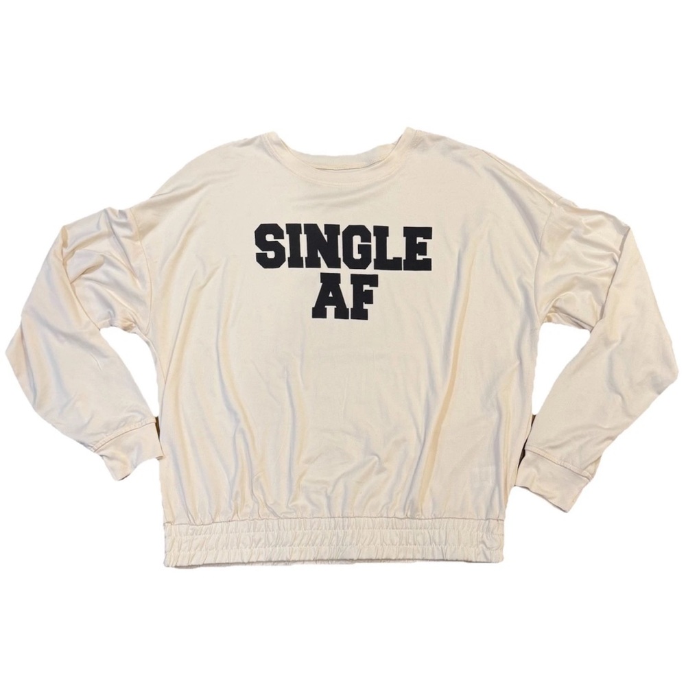 Wildfox Single AF Cream Long Sleeve Graphic Sweatshirt NWOT